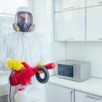 Pest Control Worker Standing With Sprayer In Kitch JRDTP6M 150x150