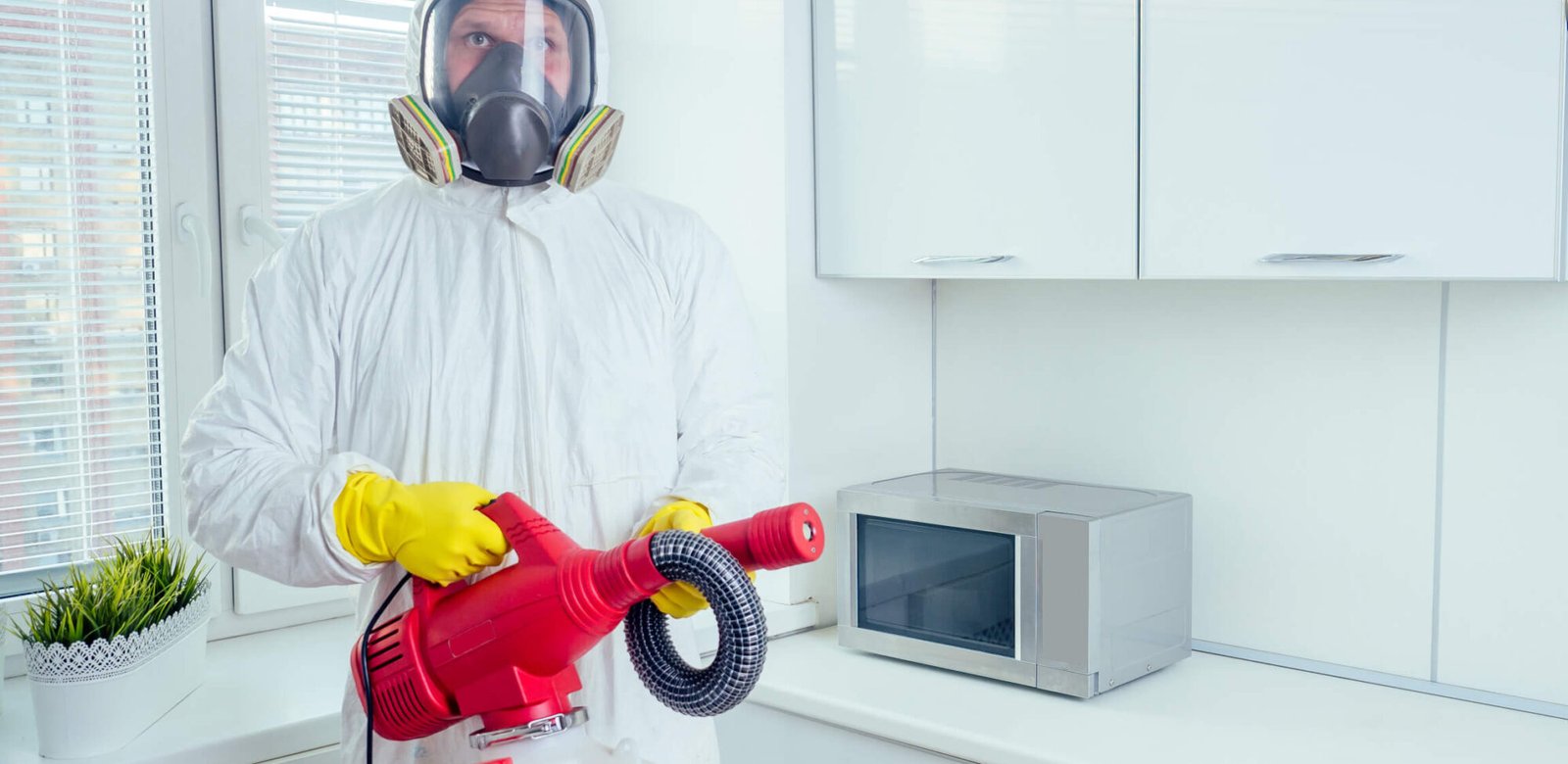 Pest Control Worker Standing With Sprayer In Kitch JRDTP6M 2000x975