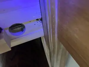 Bed Bug Inspection. Bed Bug Fecal Matter on Bedroom Furniture. Eco Thermal Bed Bug Exterminators Bed Bug Inspection.